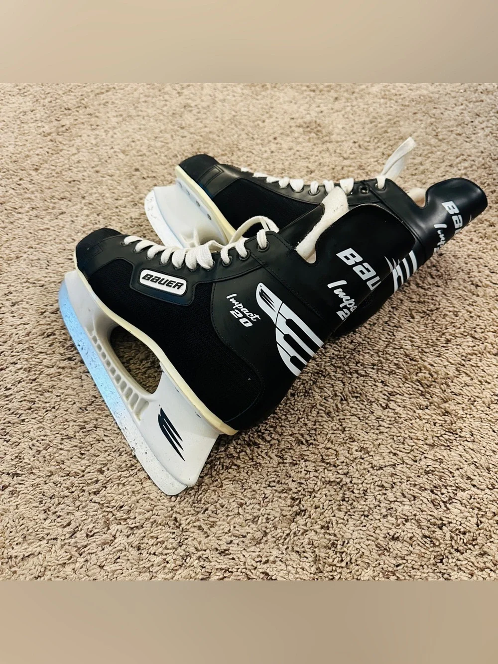Bauer Impact 20 Men's Black Hockey Skates with White Accents